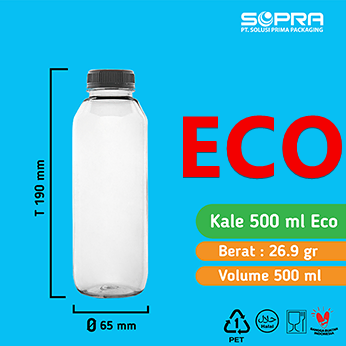 Botol Kale 500ml Eco 26g + Tutup 38 ND Hitam/Putih