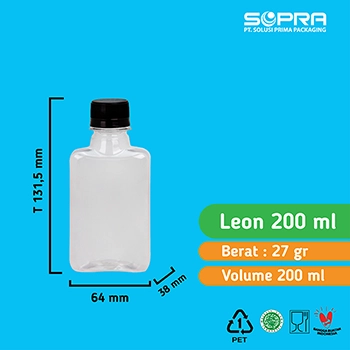 Botol Leon 200ml 27g + Tutup PCO 28 Lip Ring Hitam