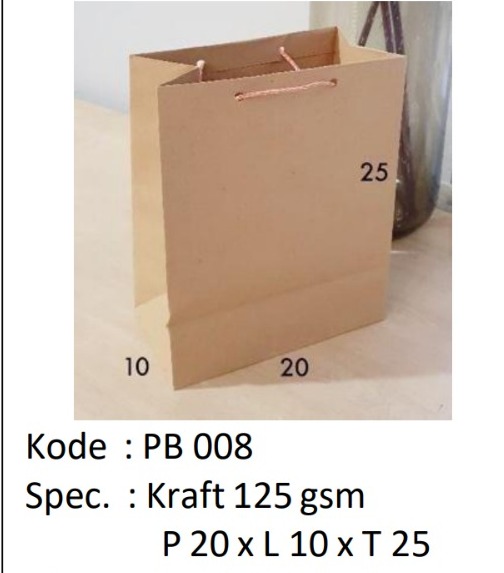 SHK Paperbag 20x10x25cm Coklat Kraft Pak(12)