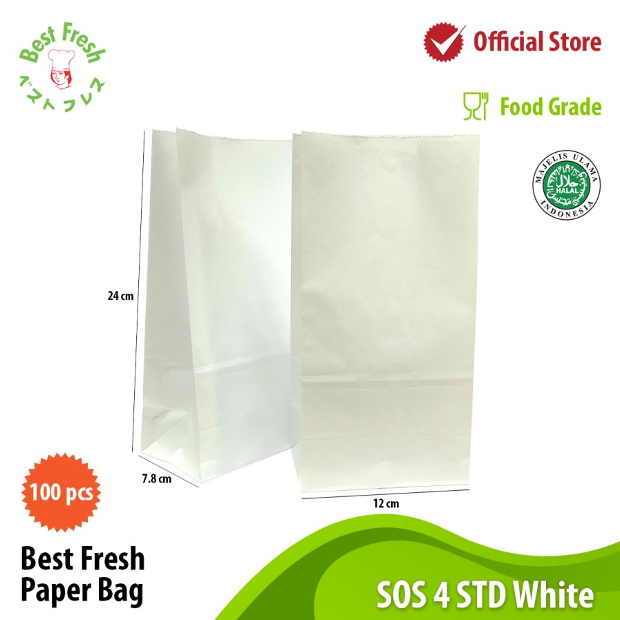 BEST FRESH Paperbag SOS 4 Putih 120x240x78 Pak(25)