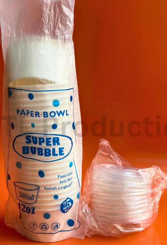 SUPER BUBBLE Lid Paper Bowl 12oz 360ml D100