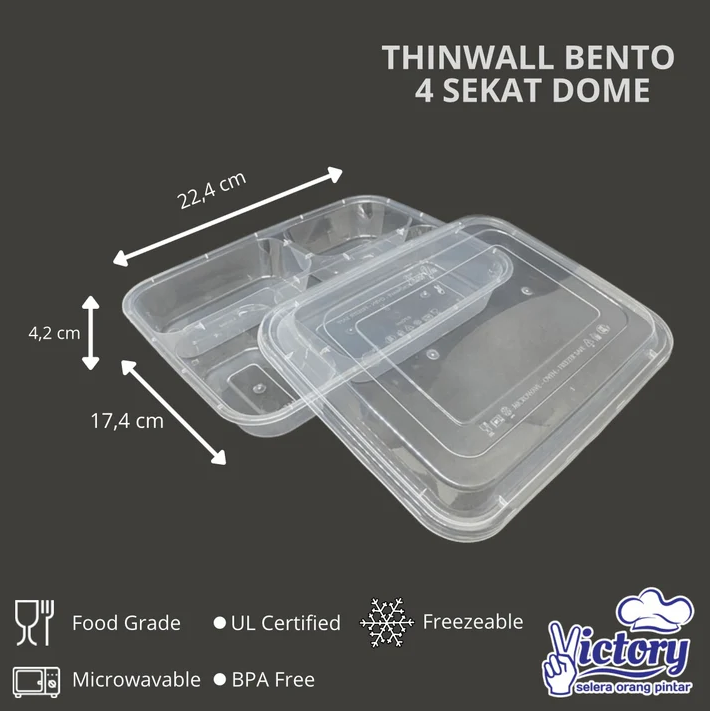 VICTORY Thinwal Bento Sekat 4 Dome