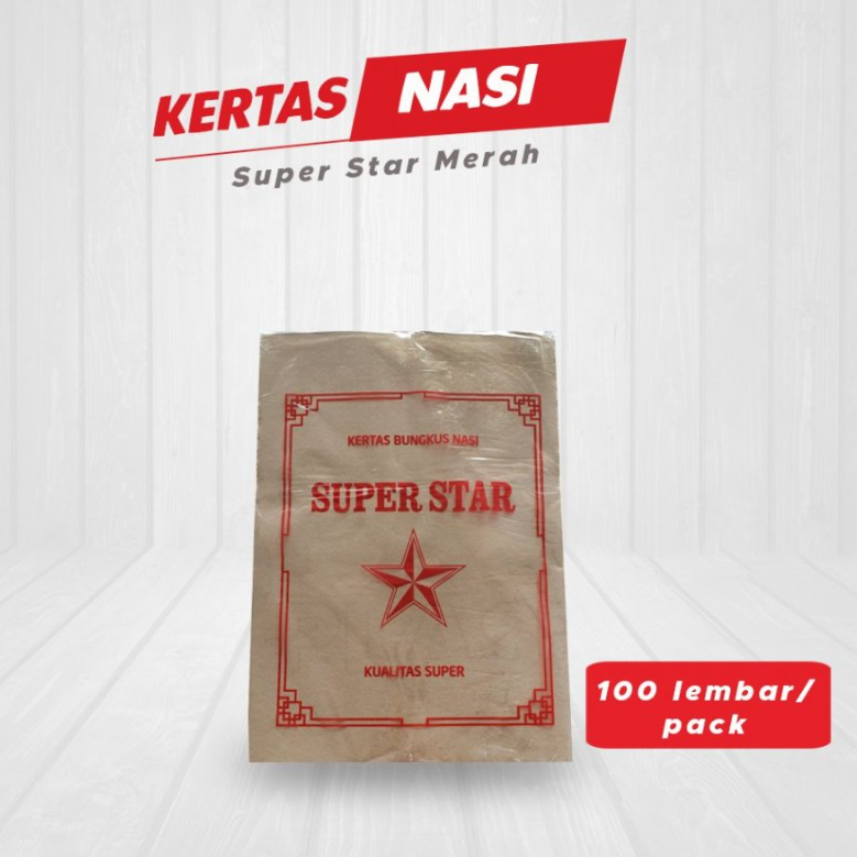 SUPER STAR Merah Kertas Nasi 27x38 Pak(100)