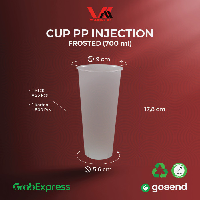 WAL PP Inject Cup 24oz 700ml Frosted