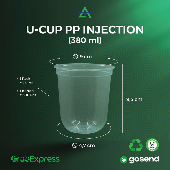 WAL PP Inject Cup U 12oz 380ml Natural