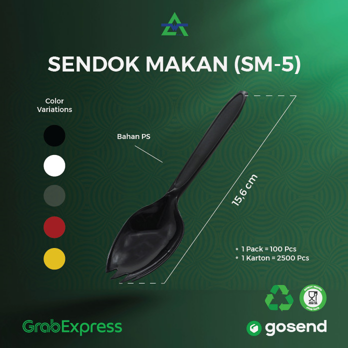 WAL SM5 Sendok Sporkis Hitam Pak(100)