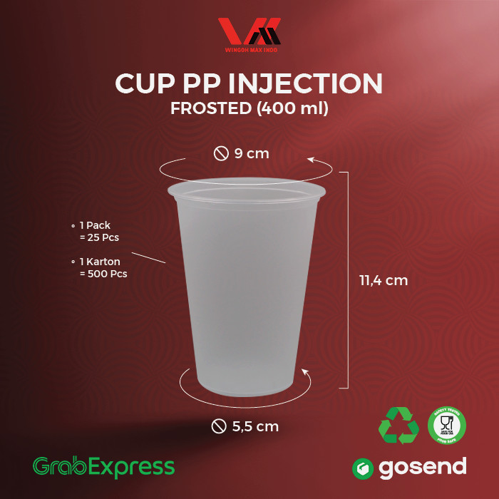 WAL PP Inject Cup 14oz 400ml Frosted 