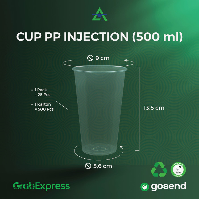 WAL PP Inject Cup 16oz 500ml Natural