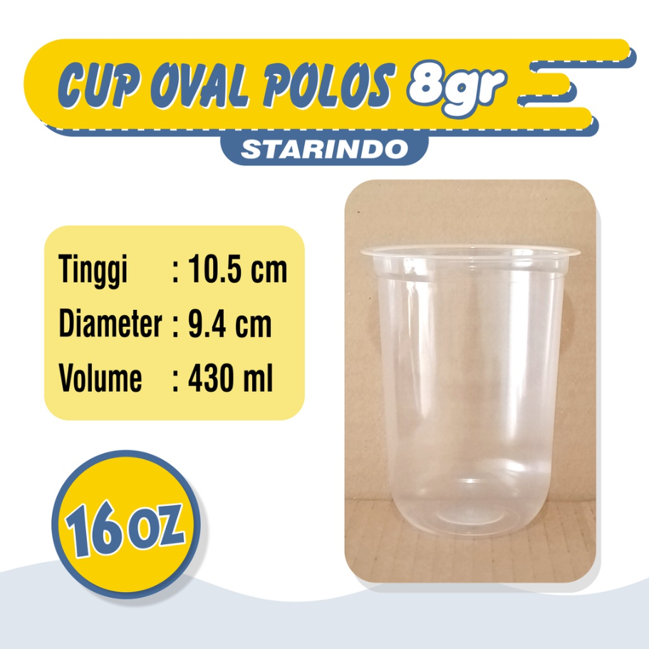 Starindo SJP PP Cup U Oval 16oz 480ml 8gr D94