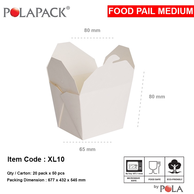 POLA Food Pail Medium 10oz uk 80x65x80mm Putih