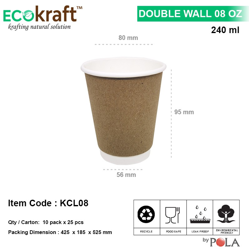 POLA Ecokraft Paper Hot Cup 8oz 240ml