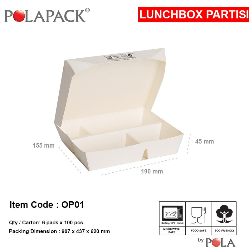 POLA Lunchbox Partisi Sekat 4 uk 190x155x45mm Putih