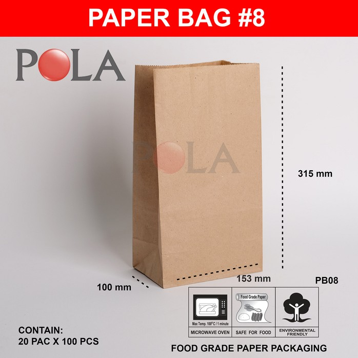 POLA Paperbag 153x317x100 BKK55 Coklat Pak(100)