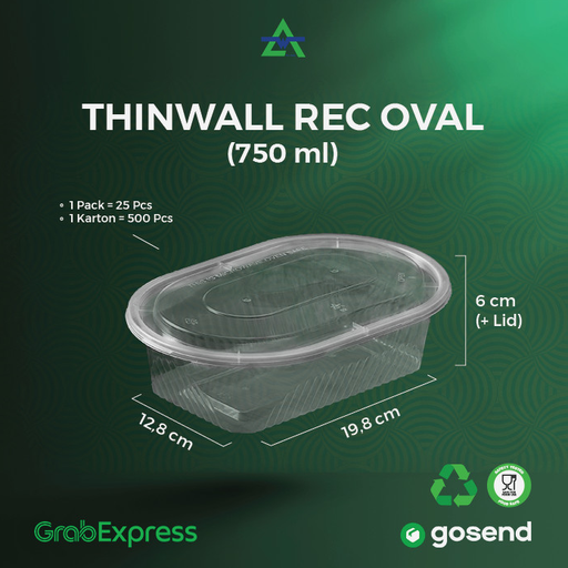 [WAL.RO750N] WAL Thinwall Rectangle Oval 750ml Natural