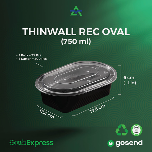 [WAL.RO750B] WAL Thinwall Rectangle Oval 750ml Black