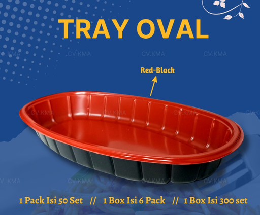 [KMA.2314] KMA Tray Spagheti Oval 23x14 Merah Hitam