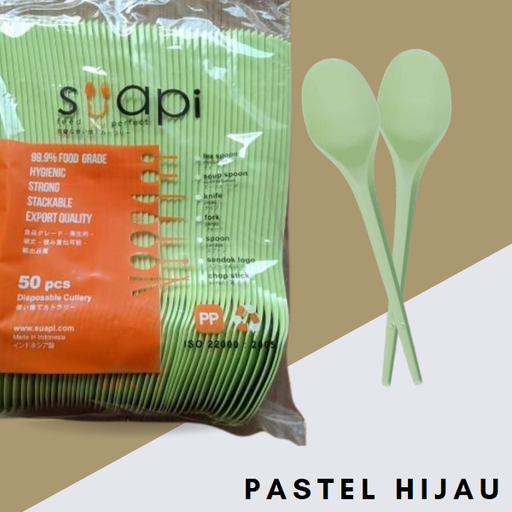 [GTP.SPH] SUAPI PP Sendok Makan Pastel Hijau Pak(50)