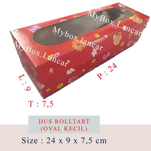 [BTG.TRK2497] Tart roll 350g 24x9x7,5 Kecil Oval Merah Mika Pak(10)