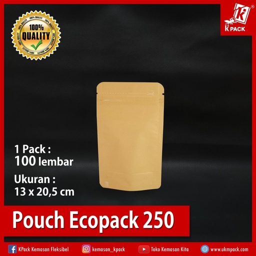 [PRP.PE250] Kpack Pouch Ecopack 250z 13x20cm Kraft Pak(100)