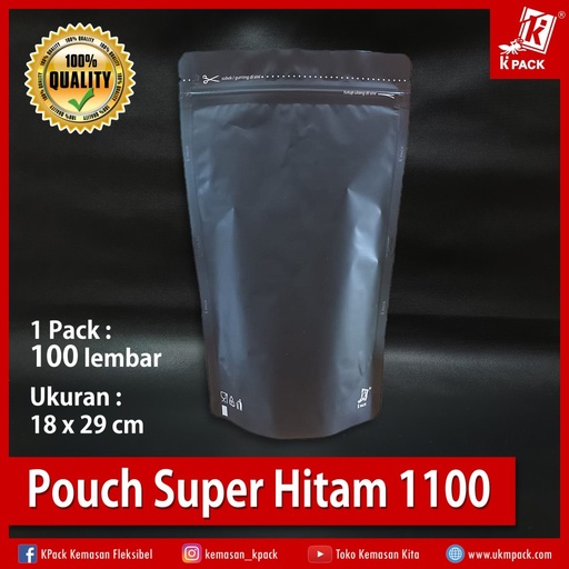 [PRP.PS1100H] Kpack Pouch Padat Super 1100z 18x29cm Hitam Pak(100)