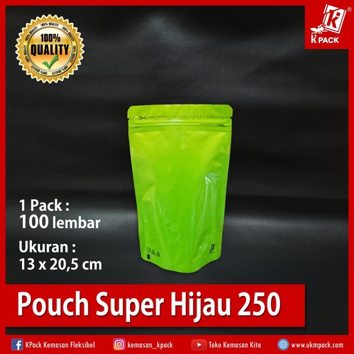 [PRP.PS250HJ] Kpack Pouch Padat Super 250z 13x20cm Hijau Pak(100)