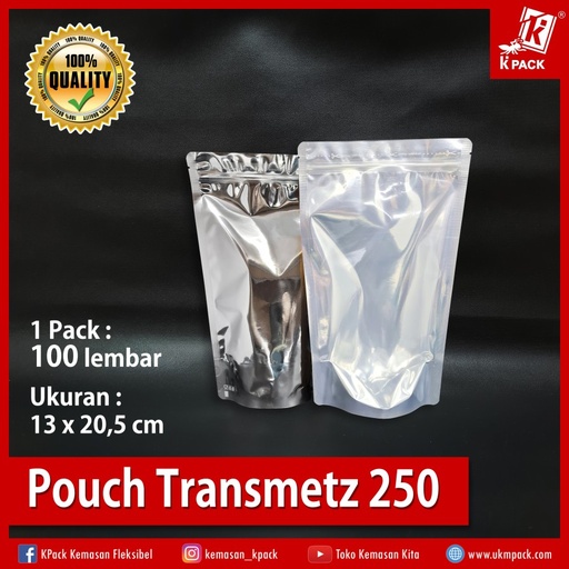 [PRP.PT250S] Kpack Pouch Transmetz 250z 13x20cm Silver Pak(100)