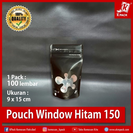 [PRP.PTW150H] Kpack Pouch Transmetz Window 150z 9x15cm Hitam Pak(100)