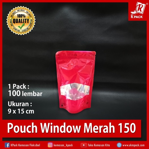 [PRP.PTW150M] Kpack Pouch Transmetz Window 150z 9x15cm Merah Pak(100)