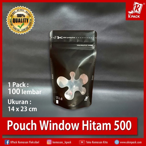 [PRP.PTW500H] Kpack Pouch Transmetz Window 500z 14x23cm Hitam Pak(100)