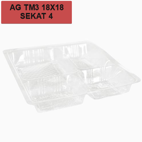 [AKK.TM3] AG TM3 Tray Mika Kotak Sekat 4 uk 18x18