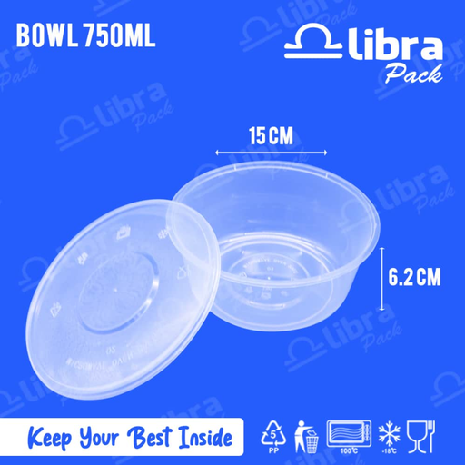 [LJP.R750] LIBRA Thinwall Round 750ml RD