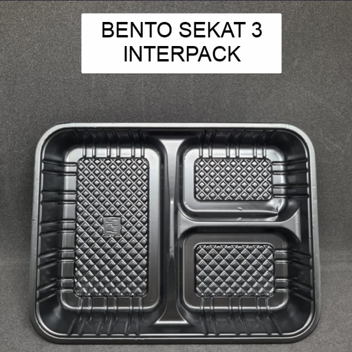 [LJP.S3] INTERPACK Bento Sekat 3 Hitam