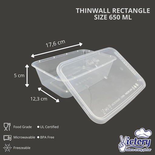 [LJY.R650] VICTORY Thinwall Rectangle 650ml