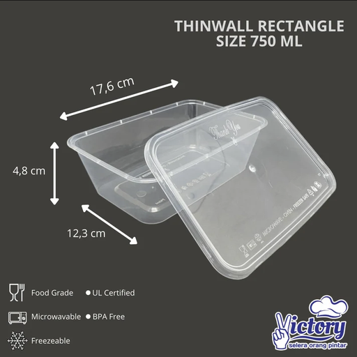 [LJY.R750] VICTORY Thinwall Rectangle 750ml