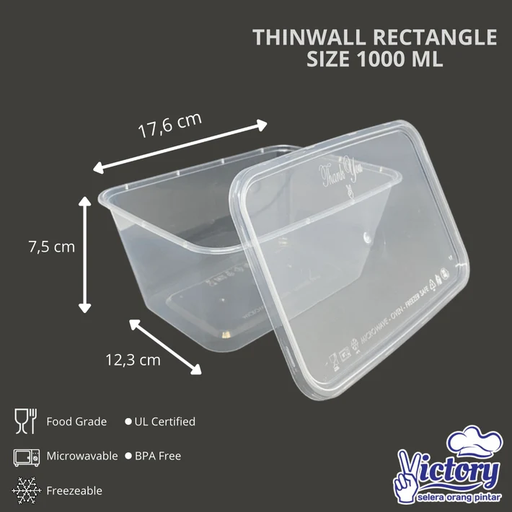 [LJY.R1000] VICTORY Thinwall Rectangle 1000ml