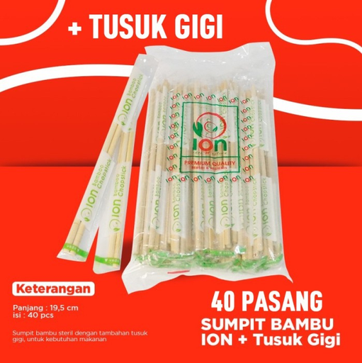 [ARY.ISB] ION Sumpit Bambu + Tusuk Gigi 195mm Pak(40)