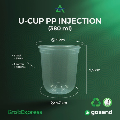 [WAL.U12] WAL PP Inject Cup U 12oz 380ml Natural