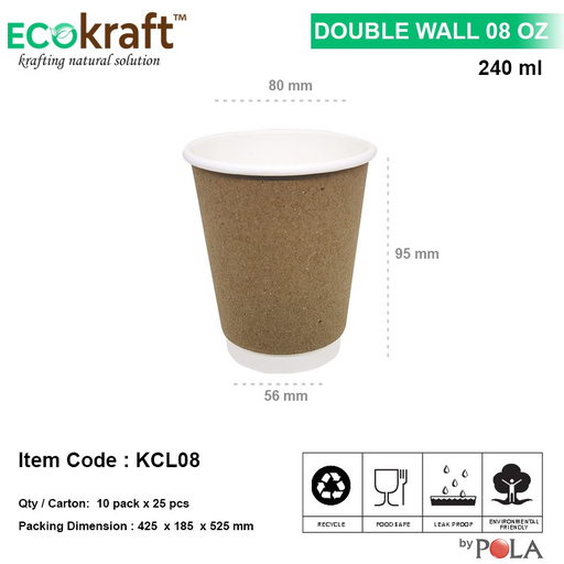 [PPJ.KHC8] POLA Ecokraft Paper Hot Cup 8oz 240ml