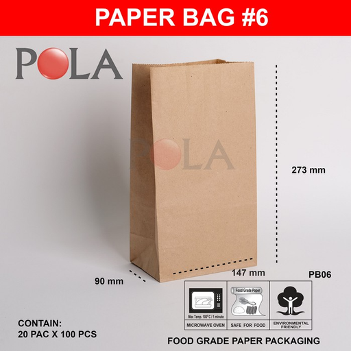 [PPJ.PB06BK] POLA Paperbag 147x273x90 BK55 Coklat